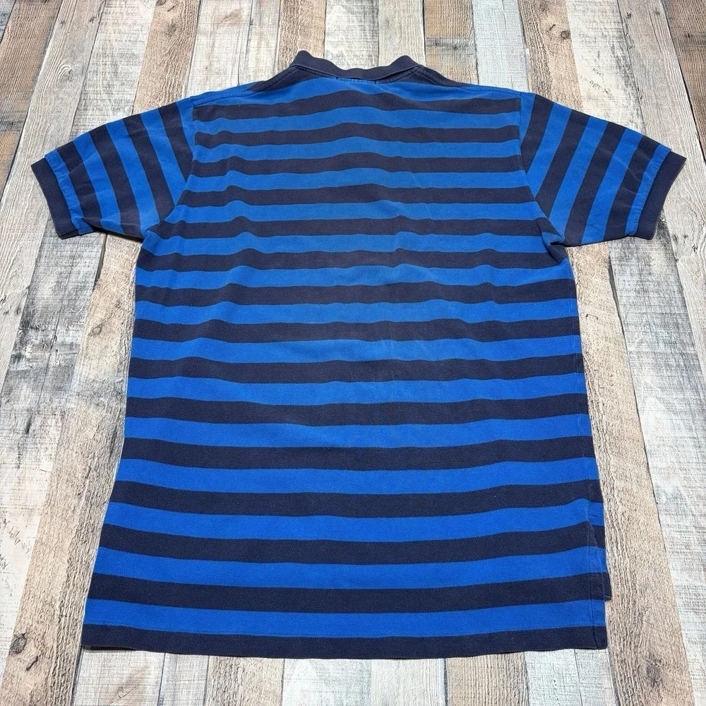 Vintage Polo Ralph Lauren Polo Shirt Men's Large Blue Striped Pony Logo Classic